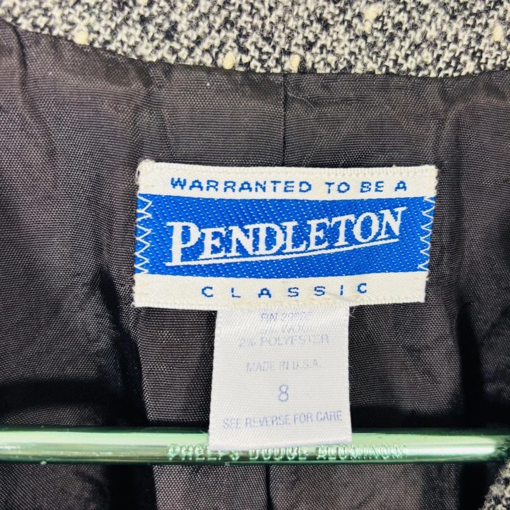 VTG Pendleton Classic Women's Gray Black White Tweed Wool Blazer Size 8 - Picture 5 of 7